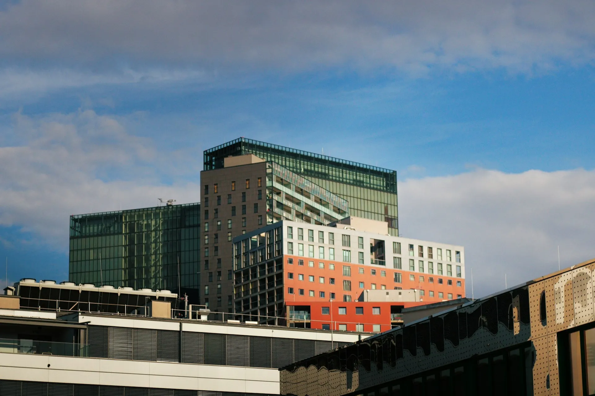 Modern office building under blue sky