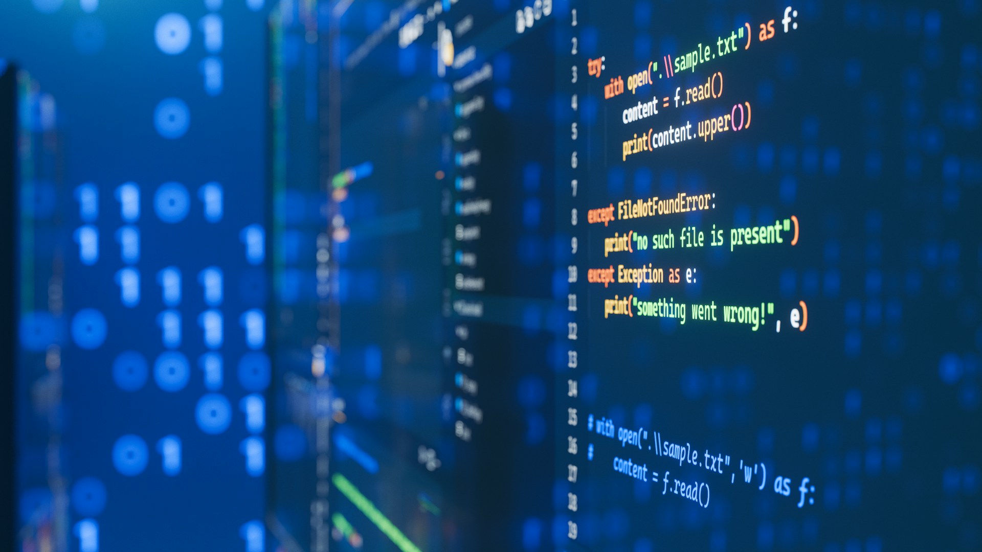 Code on a screen showing error-handling logic