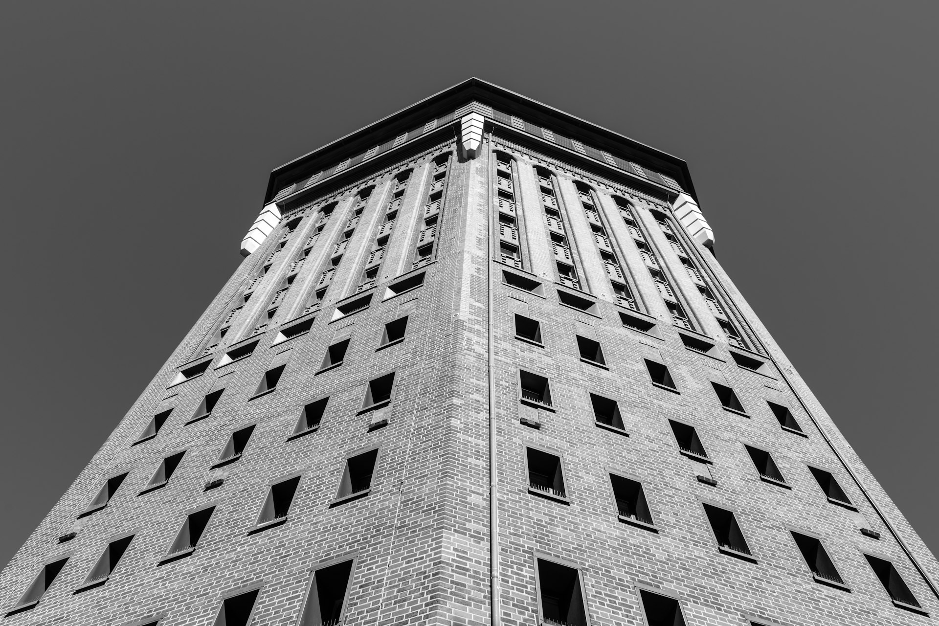 Modern office building under clear sky