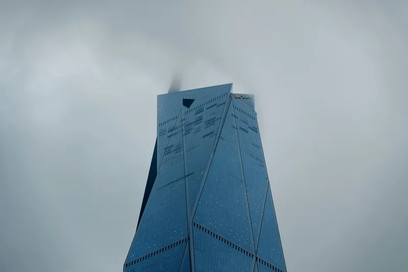 Modern skyscraper under bright daylight