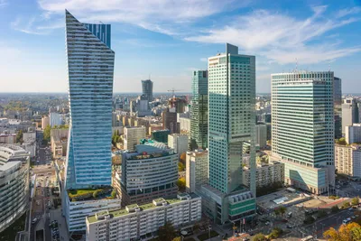 Modern skyscraper under bright daylight