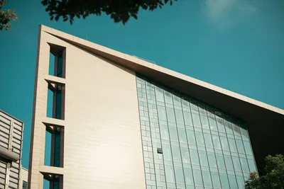 Modern office building under clear sky