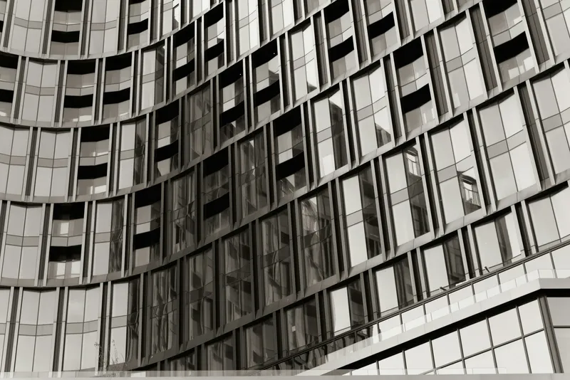 Modern office building under blue sky