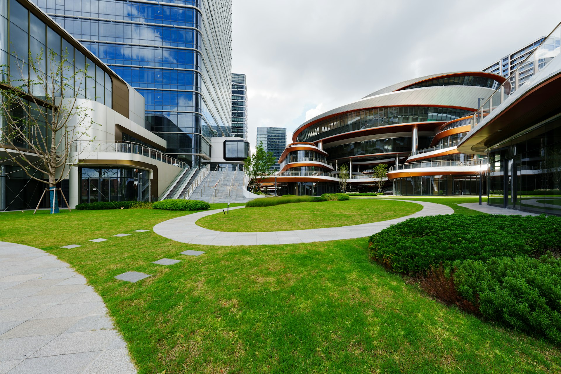 Modern office building in bright daylight