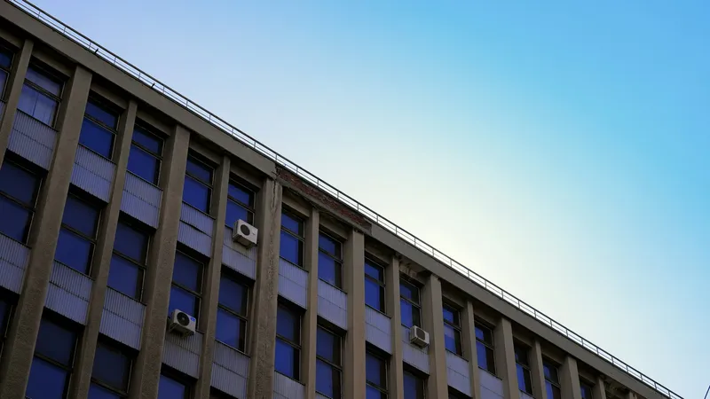 Modern office building under clear sky