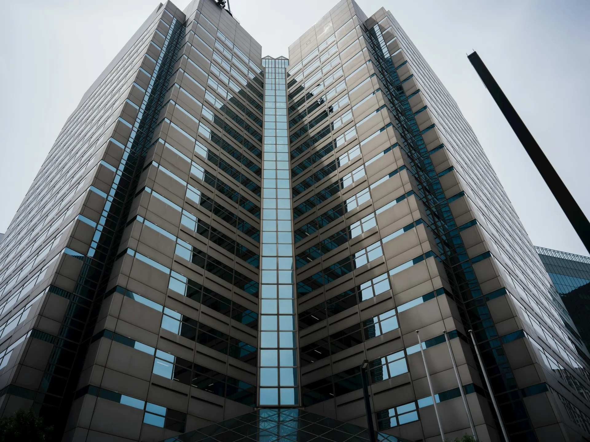 Modern skyscraper under bright daylight