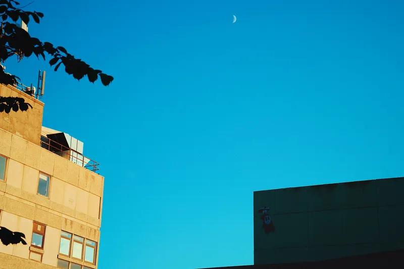 Modern office building under blue sky