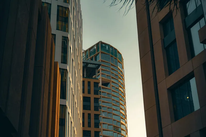 Modern skyscraper under bright daylight