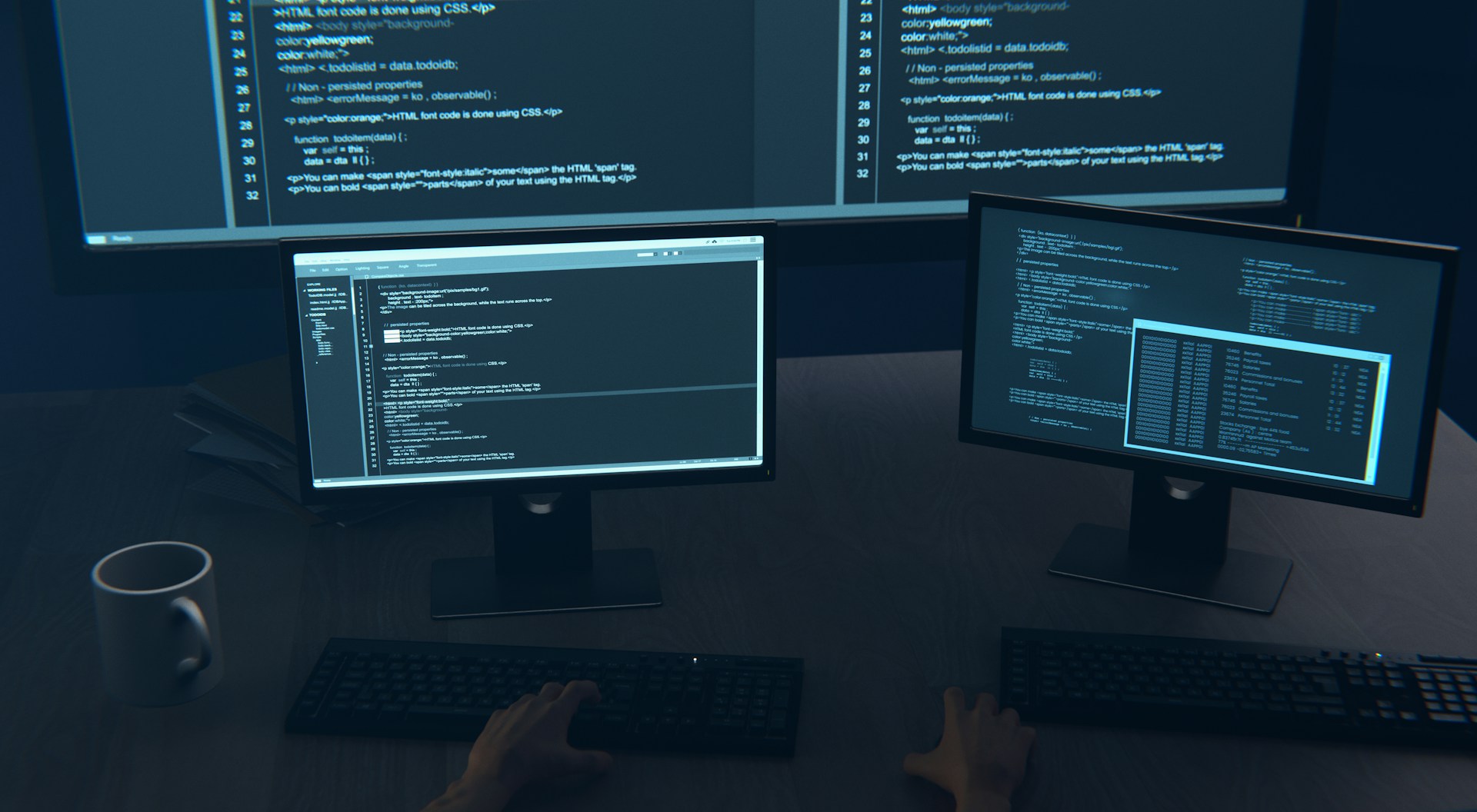 Computer program coding on a screen