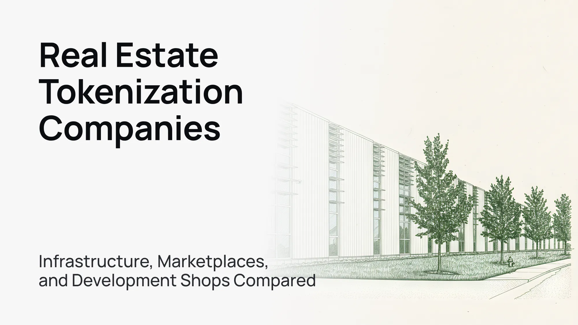 A sleek, modern office building under a clear blue sky, symbolizing real estate tokenization.