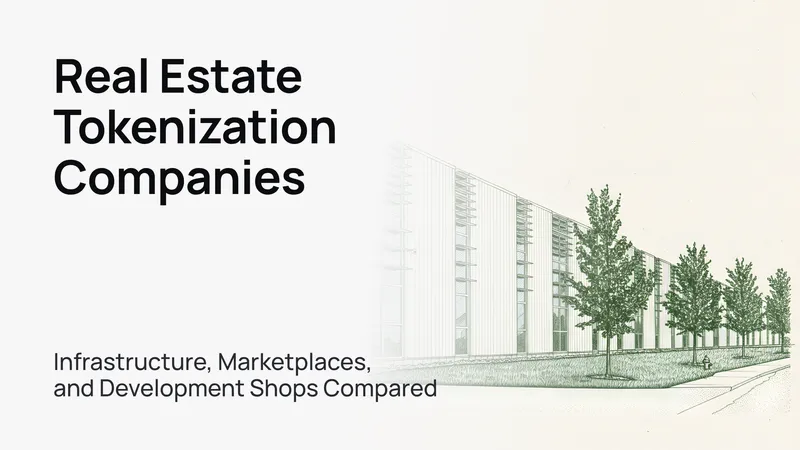 A sleek, modern office building under a clear blue sky, symbolizing real estate tokenization.