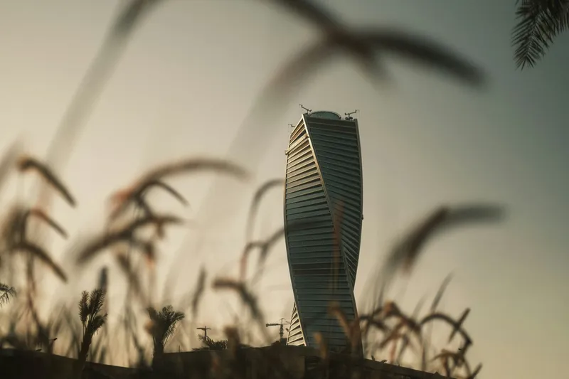 Modern skyscraper reflecting sunlight