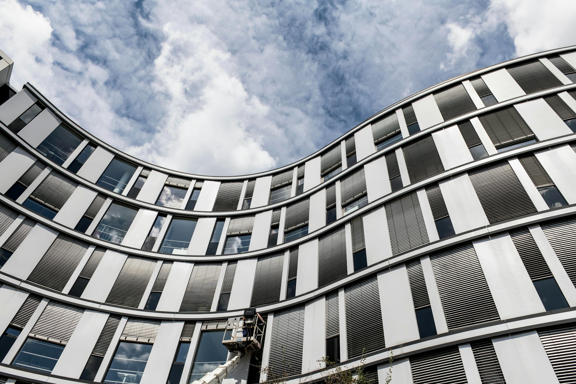 Modern office building under clear sky