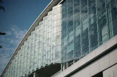 Contemporary office building under blue sky