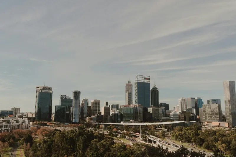 Modern skyscraper under bright daylight