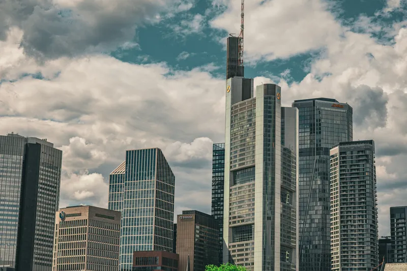 Modern skyscrapers in a financial district