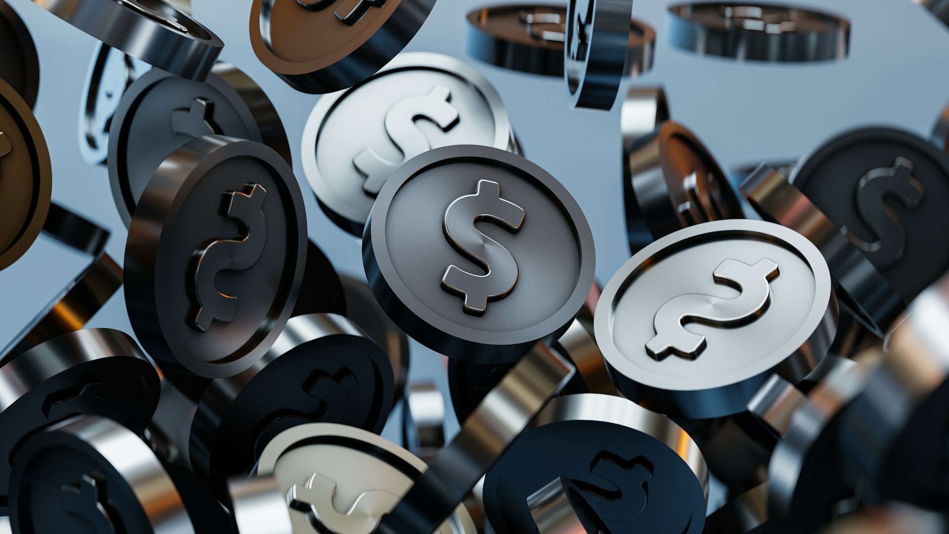Metallic coins with dollar signs, symbolizing liquidity raised against tokenized real estate