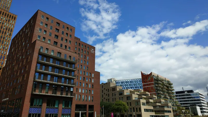 Modern office building under clear sky