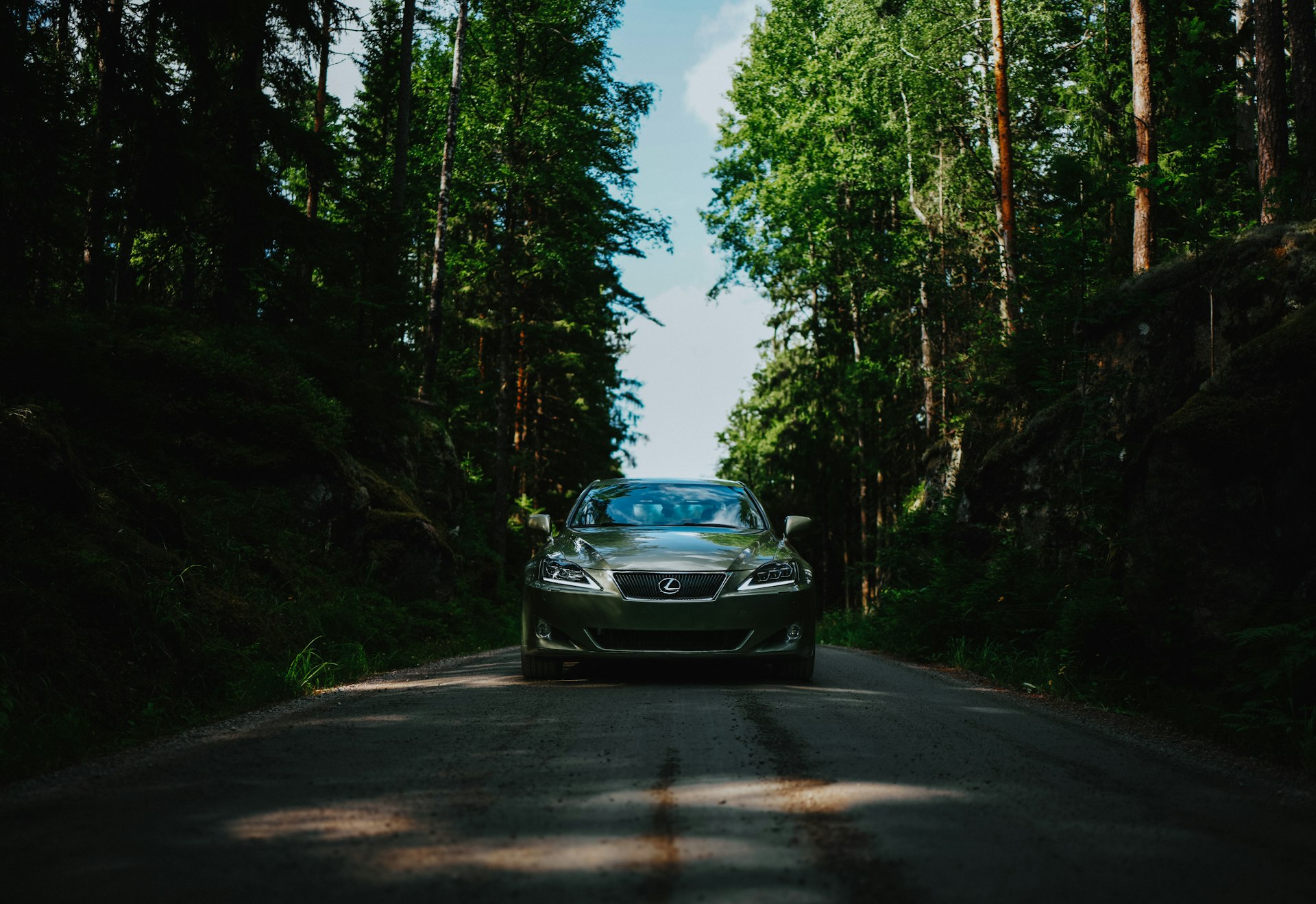 Luxury electric vehicle in bright sunlight