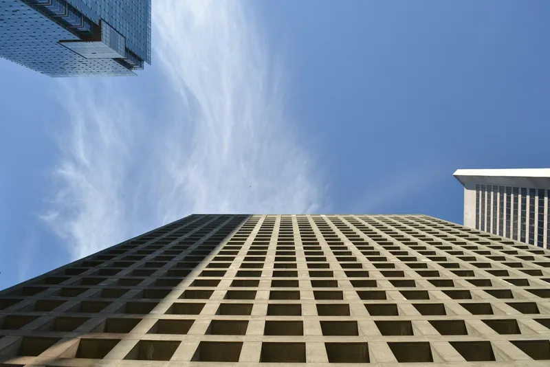 Modern office building under clear sky