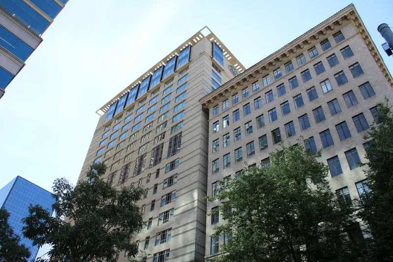 Modern office building in bright daylight