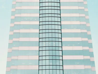 Modern office building with blue sky