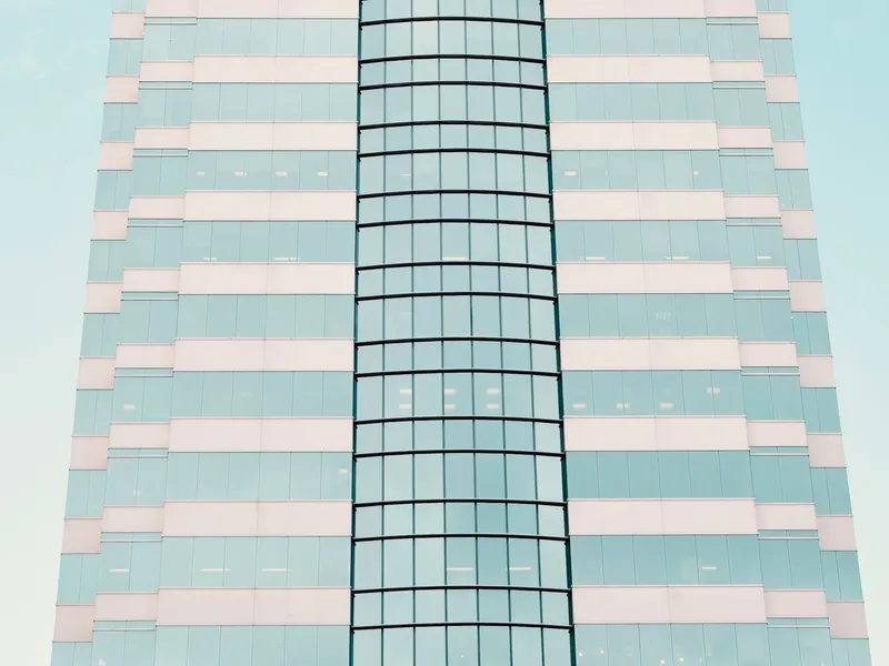 Modern office building with blue sky