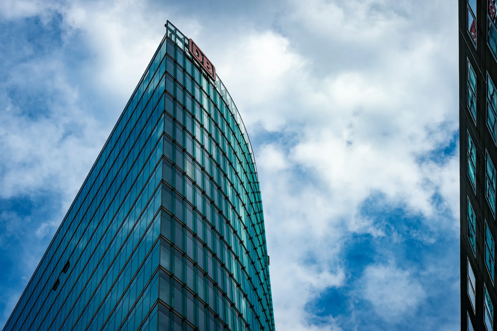 Modern skyscraper under bright sunlight