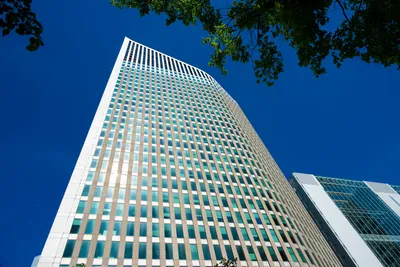 Modern skyscraper under bright daylight