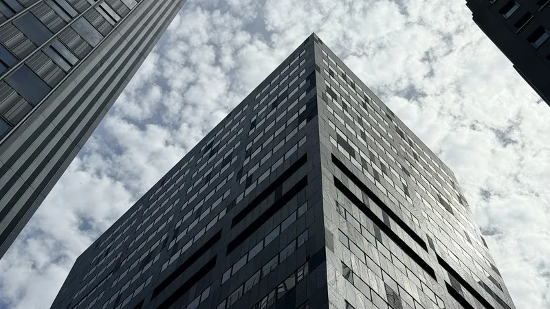 Modern office building under clear sky