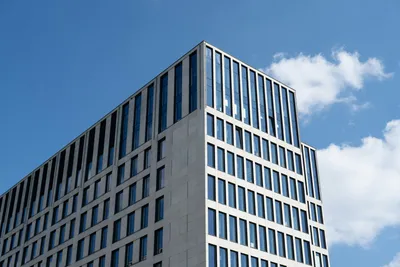 Modern office building under blue sky