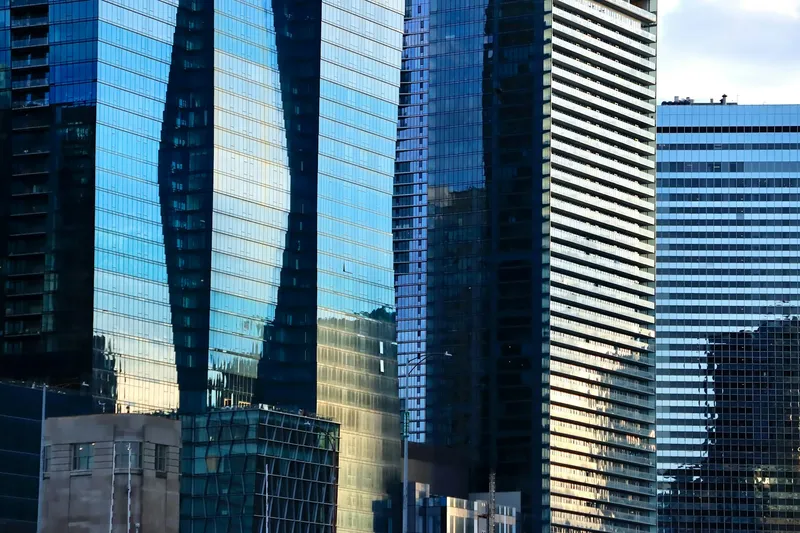 Modern skyscraper reflecting sunlight
