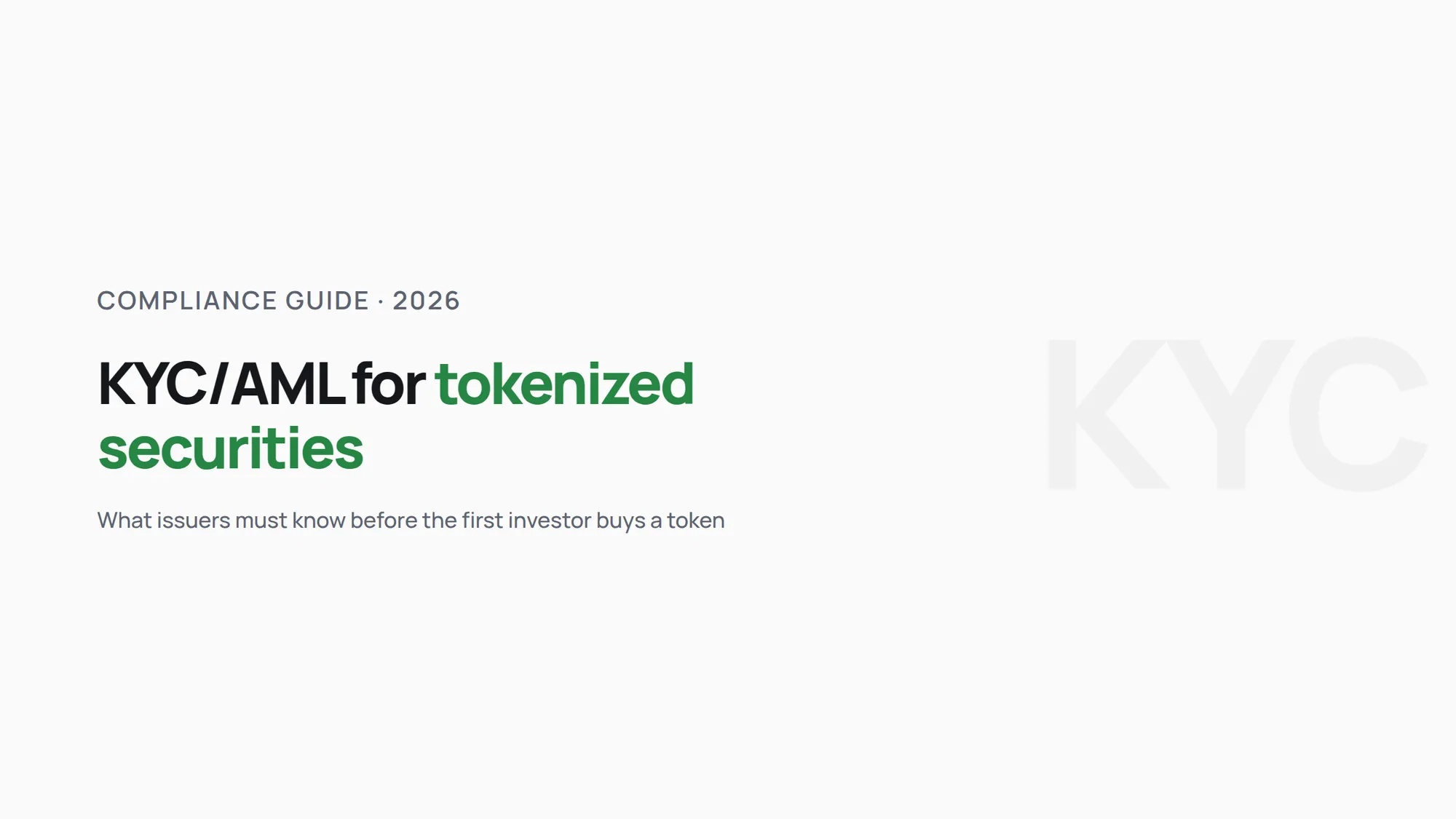KYC/AML for tokenized securities: what issuers must know in 2026