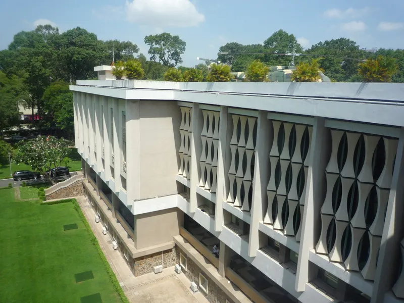 Modern office building under clear sky
