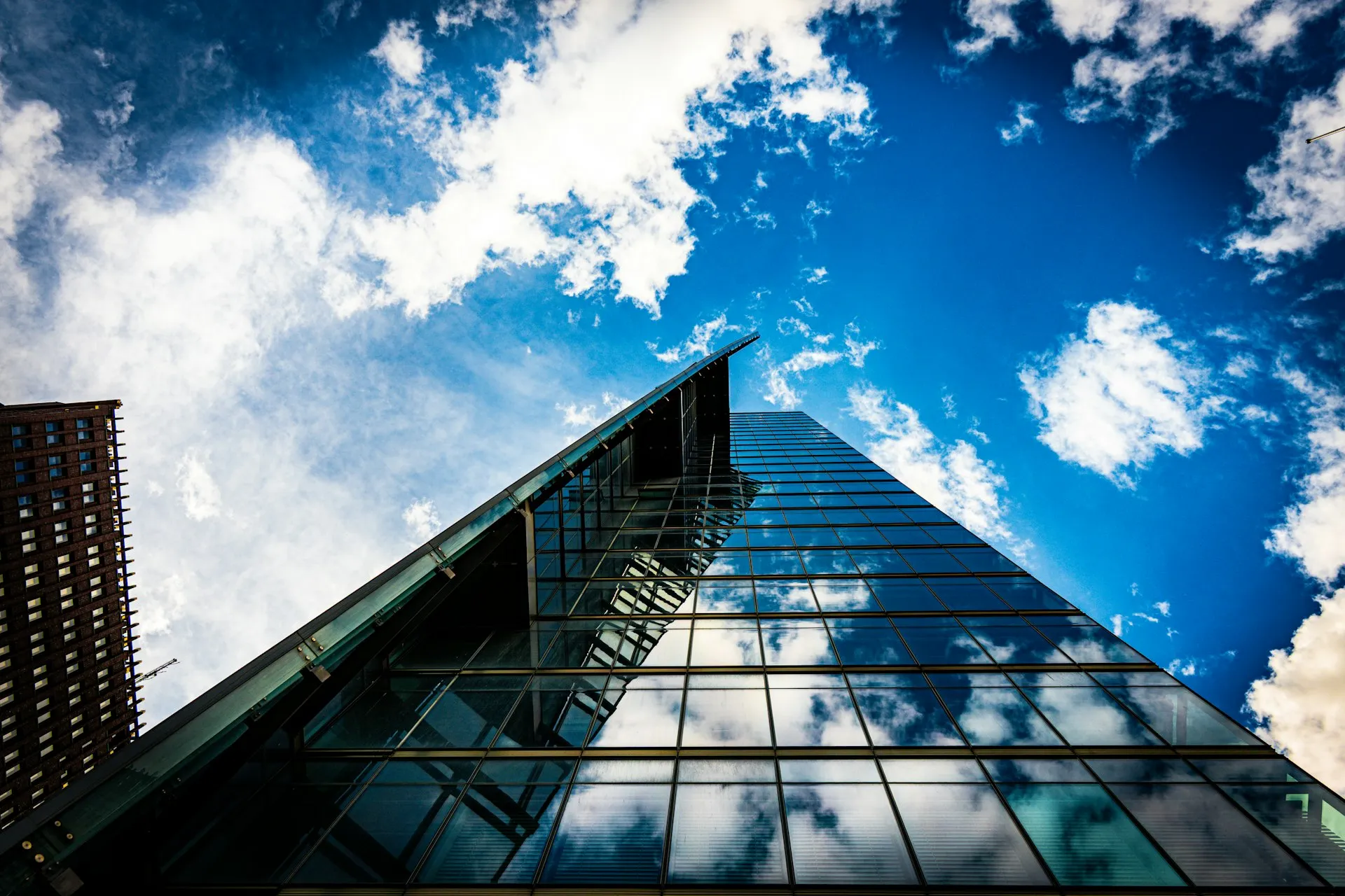 Modern skyscraper under bright daylight