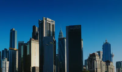Modern skyscraper under bright sky