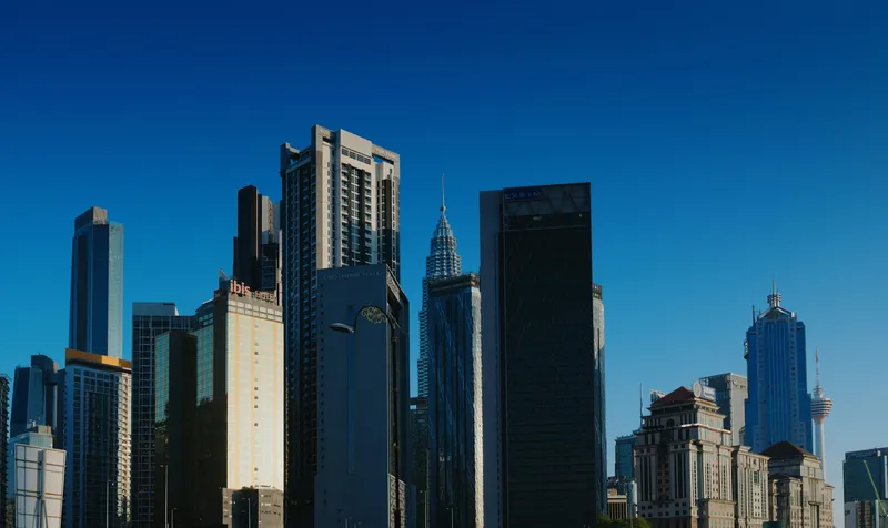 Modern skyscraper under bright sky