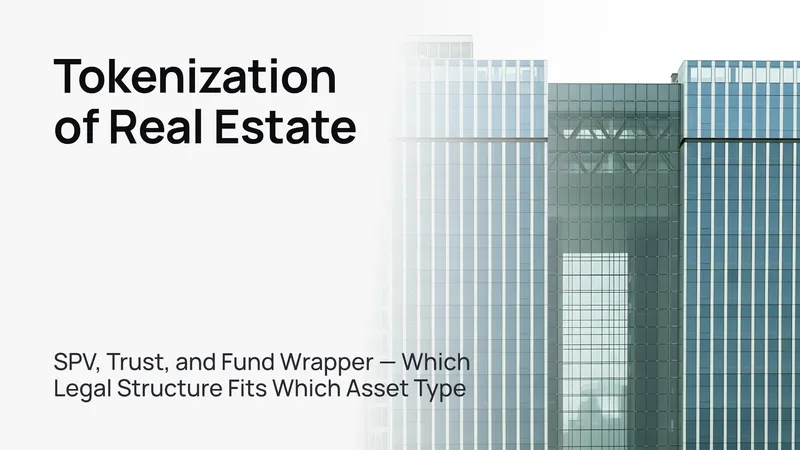 A modern glass skyscraper against a clear blue sky, symbolizing real estate tokenization.