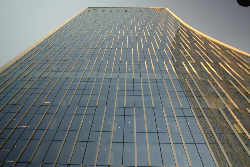 Modern skyscraper under bright daylight