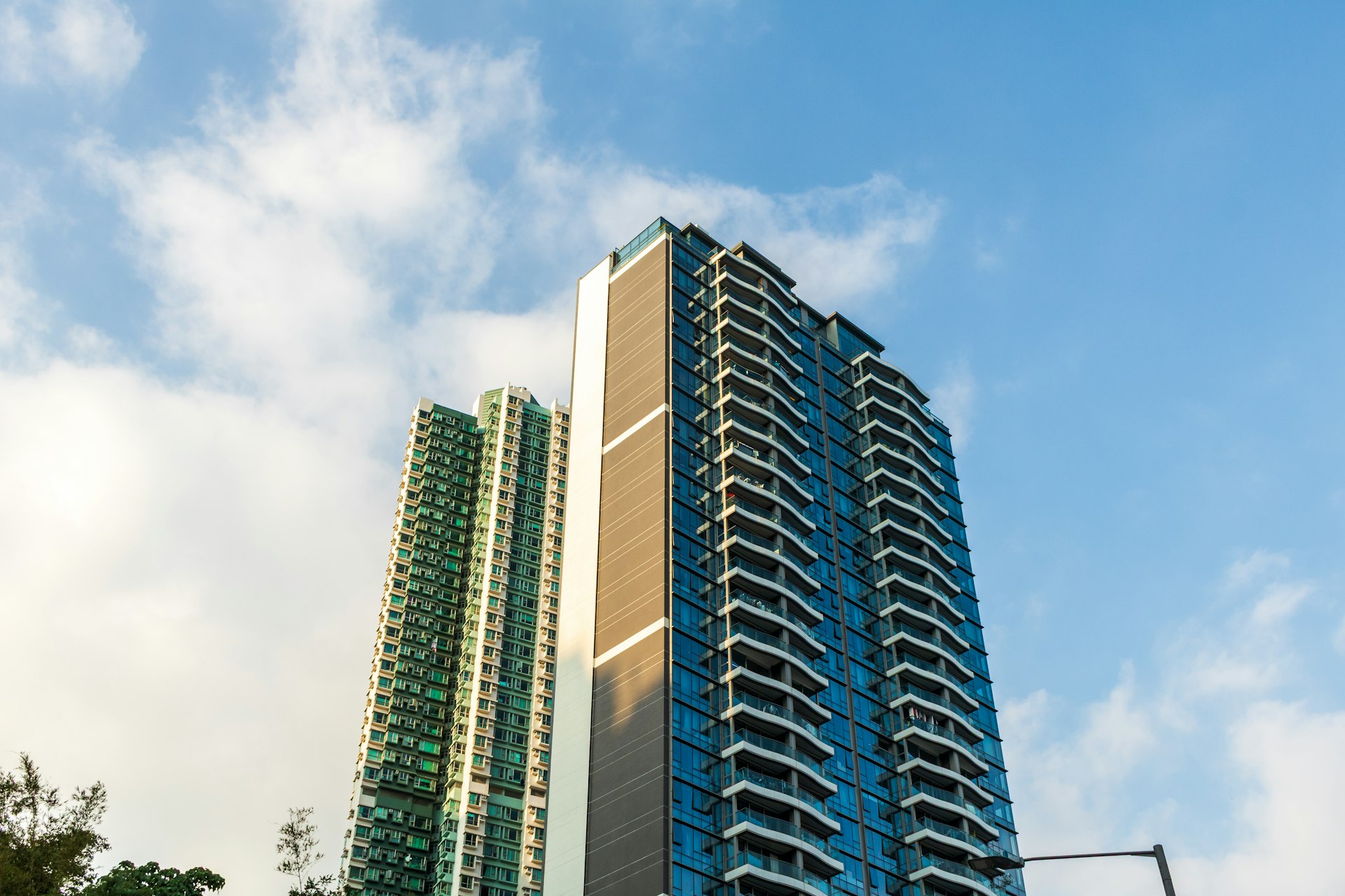 Modern skyscraper reflecting sunlight
