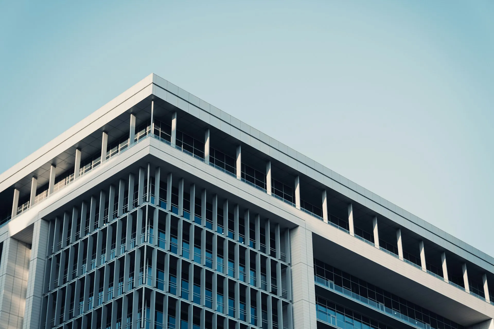 Modern office building under clear sky