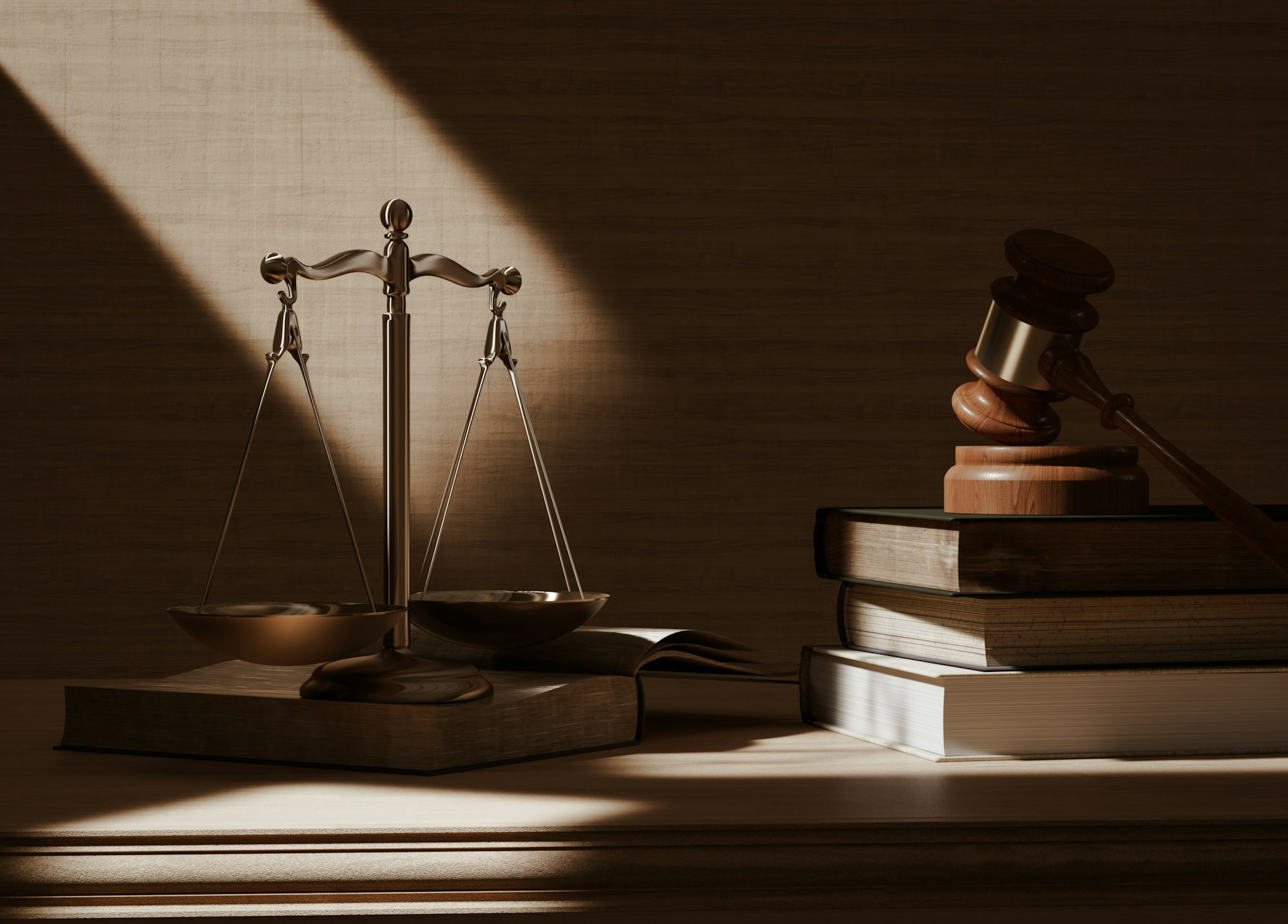 Stack of legal documents on a wooden desk